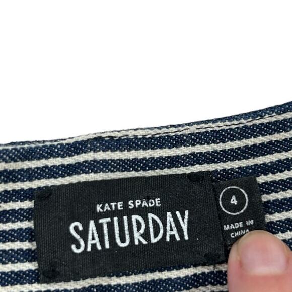 Kate Spade Saturday Navy & White Stripe Layover Slit Front Mini Skirt Womens 4 - Picture 3 of 6